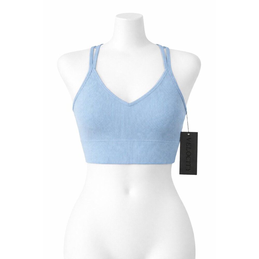 Velocity Rib Seamless Sports Bra Criss Cross Back‎ Medium Support Size L